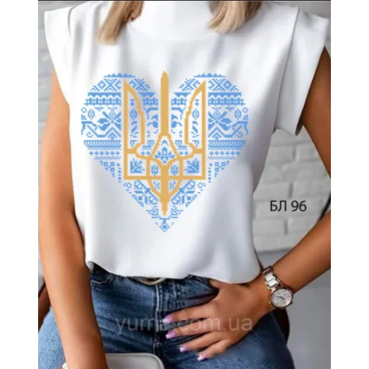БЛ-096 Пошитая блузка Лилея под вышивку бисером. ТМ Юма