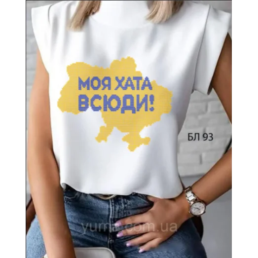 БЛ-093 Пошитая блузка Лилея под вышивку бисером. ТМ Юма