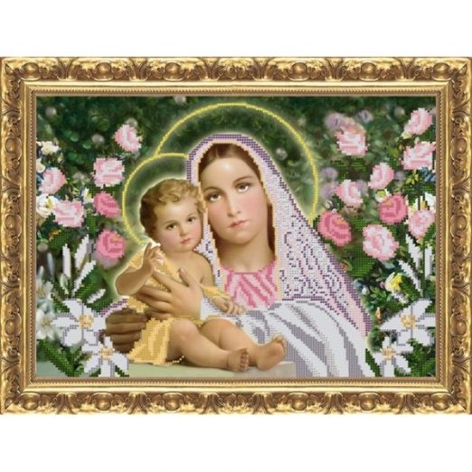 КР-3002 Дева Мария с сыном Иисусом. Схема для вышивки бисером. Веллиса