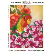 КР-486 Попугай и цветы. Схема для вышивки бисером Фея Вышивки