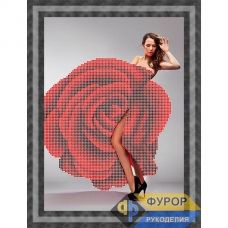 ФР-ЛБч4-016 Девушка в платье роза. Схема для вышивки бисером ТМ Фурор Рукоделия