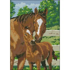 ФПК-4056 Лошадка с жеребёнком. Схема для вышивки бисером Феникс