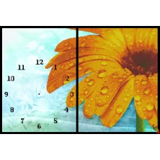 ЧКТ-3365 Модульная картина с часами Солнечная гербера. Схема для вышивки бисером Феникс