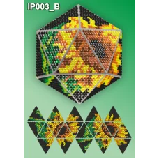 IP-003-В Новогодний шар Подсолнухи на черном. Набор для выкладки пластиковыми алмазиками ТМ Вдохновение