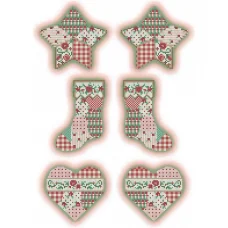 А3-К-428 Новогодние игрушки в стиле пэчворк. Схема для вышивки бисером ТМ Acorns