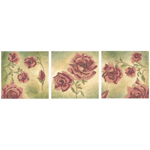 ЧКТ-4143 Триптих. Оливковые розы. Схема для вышивки бисером Феникс