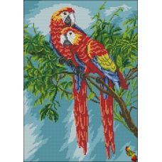 ФПК-3327 Пара красных попугаев. Схема для вышивки бисером Феникс
