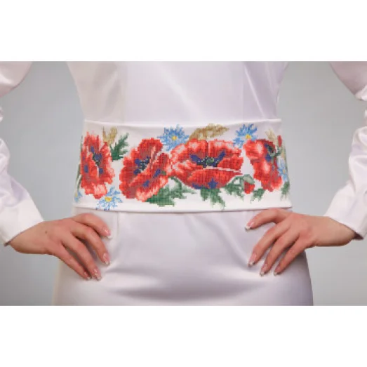 ПС-054 Бисерная заготовка пояс. Барвыста Вышиванка, домотканое полотно