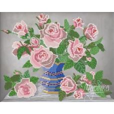РКП-144 Розовые розы. Схема для вышивки бисером. Маричка