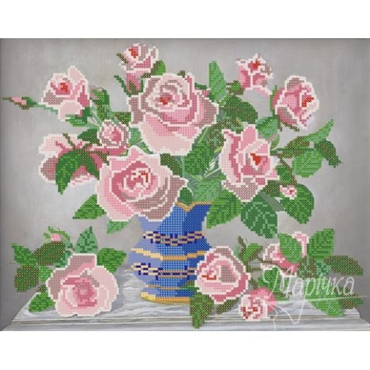 РКП-144 Розовые розы. Схема для вышивки бисером. Маричка