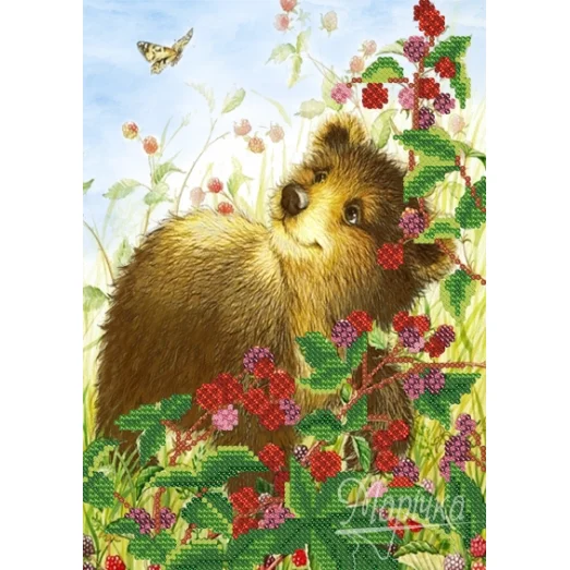 РКП-4-022 Мишка и малина. Схема для вышивки бисером. Маричка