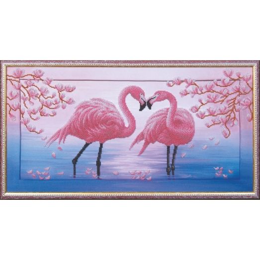 Б-114 Розовые фламинго. Набор для вышивки бисером Магия канвы