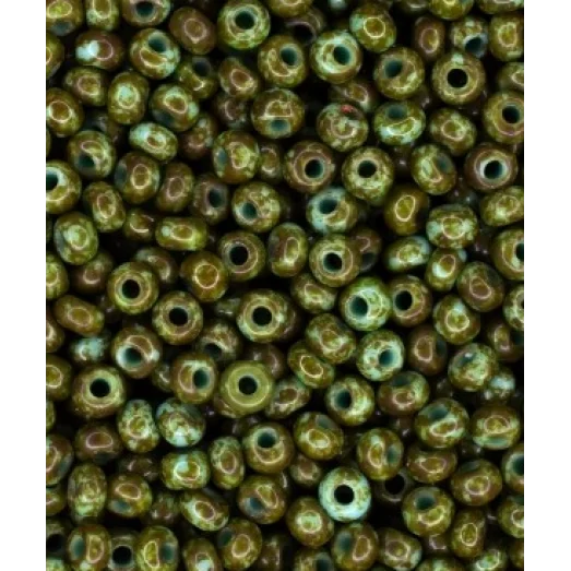 69130 Бисер болотно-зелёный травертин, непрозрачный Preciosa