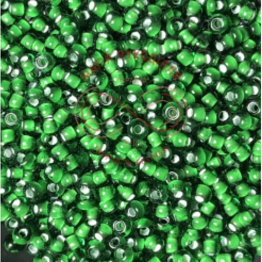 55066 Бисер Preciosa прозрачный зеленый белая линия внутри