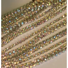 ДЭ-006 Стразовая цепочка камни хамелеон, основа серебро