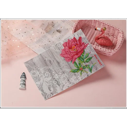 ДМ189166 Набор со стразами для создания открытки Пион