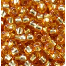 78683 Бисер Preciosa оранжевый, серебряная линия внутри