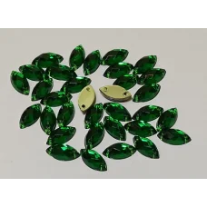 ДЭ-018 Камни пришивные лодочка зеленые  4*9 мм, 5шт