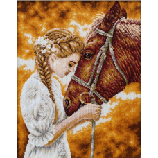 Т-1298 Девушка с конем. Схема для вышивки бисером. ТМ ВДВ