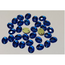 ДЭ-012 Камни пришивные овальные синие 8*10 мм, 5шт