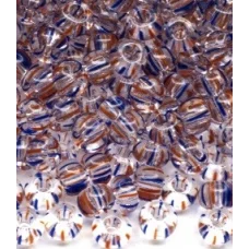 00931 Бисер прозрачный с синей и красной полоской Preciosa