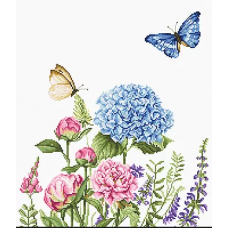 B2360 Летние цветы и бабочки. Набор для вышивки нитками. Luca-s