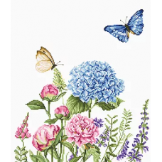 BA2360 Летние цветы и бабочки. Набор для вышивки нитками. Luca-s