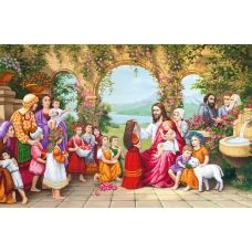 SI-761 (А2) Иисус с детьми. Схема для вышивки бисером СвитАрт