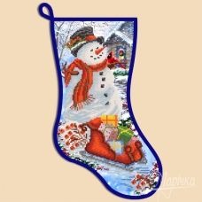 СН-2002 Снеговик. Новогодний сапожок для вышивки бисером ТМ Маричка