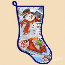 СН-2002 Снеговик. Новогодний сапожок для вышивки бисером ТМ Маричка