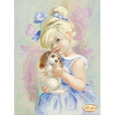 ТА-088 Девочка с собачкой. Схема для вышивки бисером Тела Артис