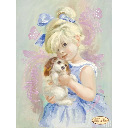 ТА-088 Девочка с собачкой. Схема для вышивки бисером Тела Артис