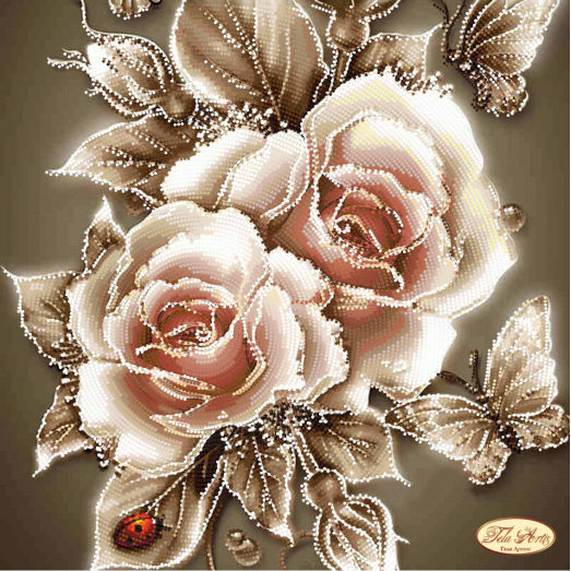 ТА-090 Карамельные розы. Схема для вышивки бисером Тела Артис