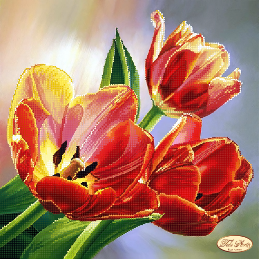 ТА-183 Красочные тюльпаны. Схема для вышивки бисером Тела Артис