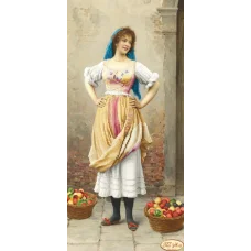 ТА-222 Девушка с фруктами. Схема для вышивки бисером Тела Артис