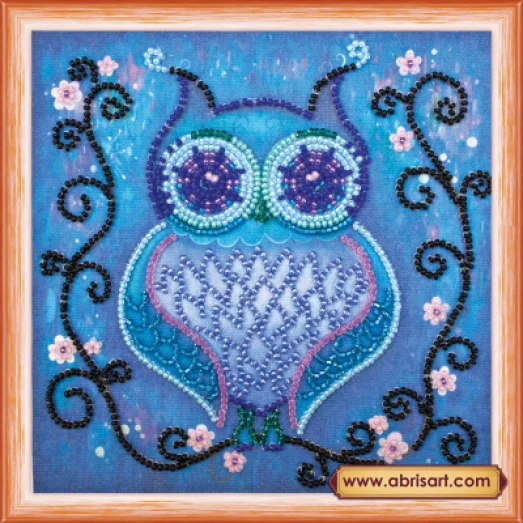 АМ-105 Синяя сова. Набор для вышивки бисером Абрис Арт