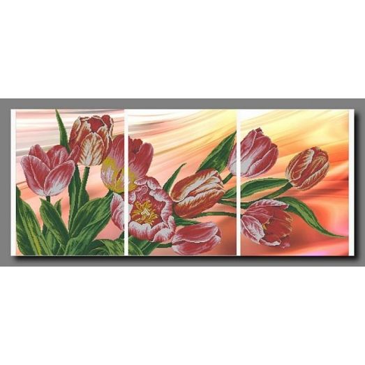 А-051 Триптих тюльпаны. Схема для вышивки бисером ТМ Орхидея