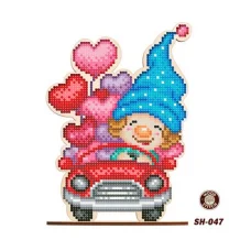 SH-047 Гномик на машинке. Заготовка под вышивку бисером. ТМ WoodStitch
