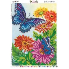 В-477 Цветы и бабочка. Схема для вышивки бисером Фея Вышивки
