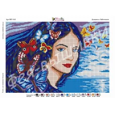 ВП-143 Девушка с бабочками. Схема для вышивки бисером. ТМ Фея Вышивки