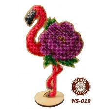 WS-019 Цветочный Фламинго. Набор для вышивки WoodStitch