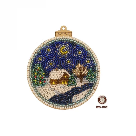 WS-061 Новогодний шар. Набор для вышивки с декоративными элементами. WoodStitch