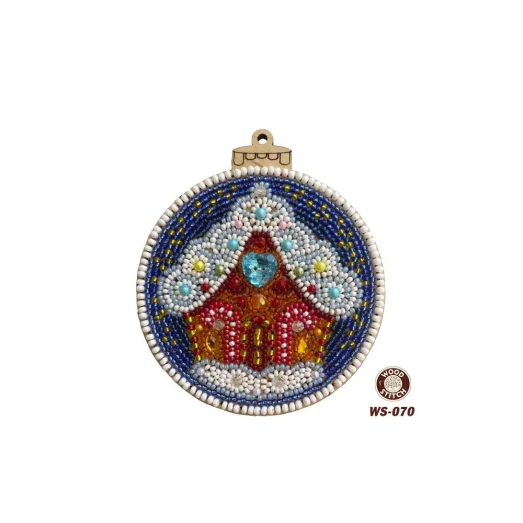 WS-070 Новогодний шар. Набор для вышивки с декоративными элементами. WoodStitch