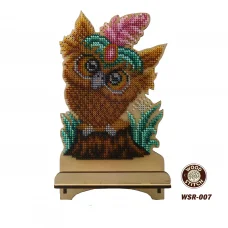 WSR-007 Любопытный совенок. Подставка под телефон. ТМ WoodStitch
