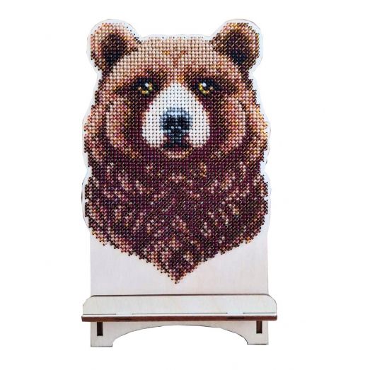 WSR-011 Медведь. Подставка под телефон. ТМ WoodStitch