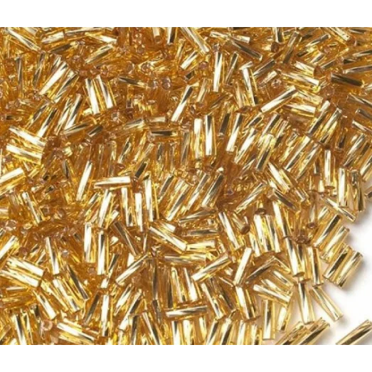 17020/3 Стеклярус золото, 7мм. Чехия