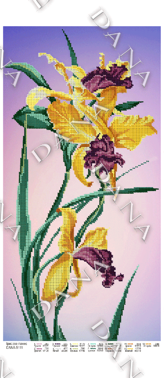 ДАНА-5111 Ирисовое панно. Схема для вышивки бисером